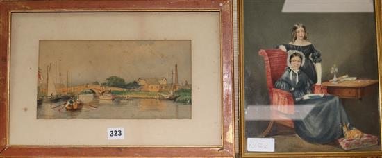 Victorian School Portrait of mother and child 31 x 26cm, 15 x 29cm